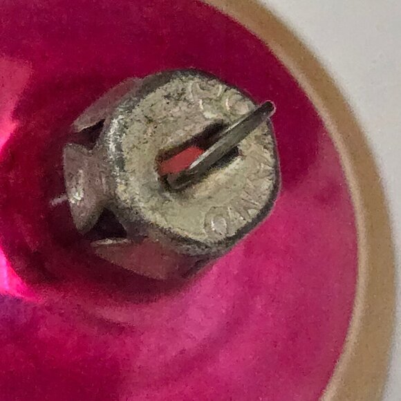 Vintage Hand-Painted Glass Christmas Ornament Pink & Blue Teardrop Design - Picture 4 of 4